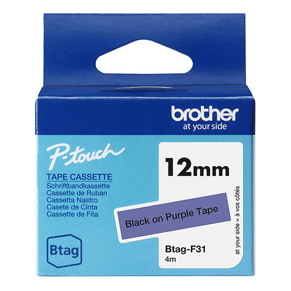Brother Btag-F31 non-laminated black on purple tape, 12mm (original Brother) BTAGF31 080360 - 1