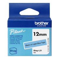 Brother Btag-L31 non-laminated black on light blue tape, 12mm (original Brother) BTAGL31 080366
