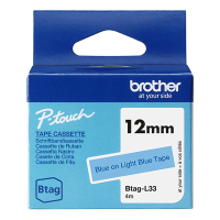 Brother Btag-L33 non-laminated blue on light blue tape, 12mm (original Brother) BTAGL33 080368