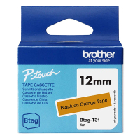 Brother Btag-T31 non-laminated black on orange tape, 12mm (original Brother) BTAGT31 080374