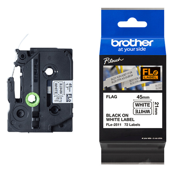 Brother FLe-2511 black on white flag tape 21mm (original Brother) FLE2511 350554 - 1