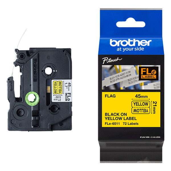 Brother FLe-6511 black on yellow flag tape 21mm (original Brother) FLE6511 350556 - 1