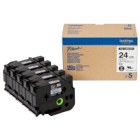 Brother HGe-M951V5 high-resolution black on matte silver tape, 24mm (original Brother) | 5-pack 080924