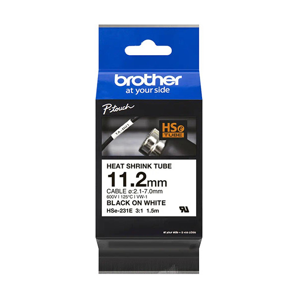 Brother HSe-231E black on white heat shrink tape, 12mm (original Brother) HSE231E 350598 - 1