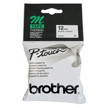 Brother M-K231BZ black on white tape non-laminated, 12mm (original Brother) MK231BZ 080602 - 1
