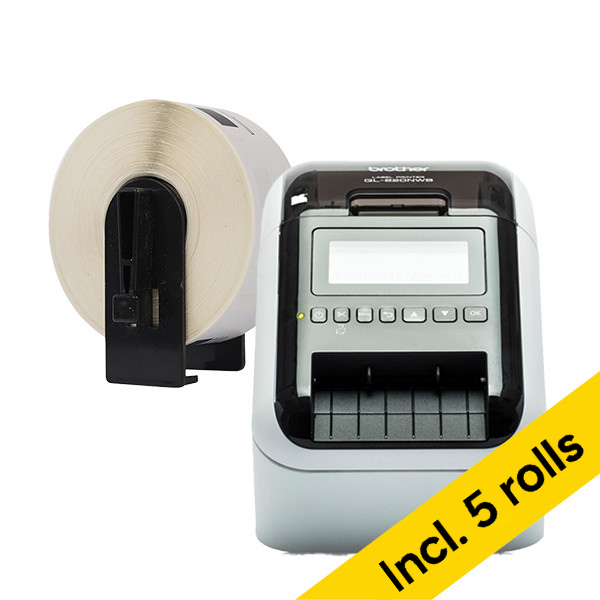 Brother QL-820NWBc label printer with WiFi + 5 address label rolls 833465 - 1