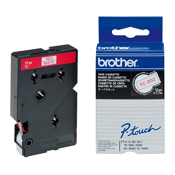 Brother TC-202 black on red tape, 12mm (original Brother) TC202 080506 - 1
