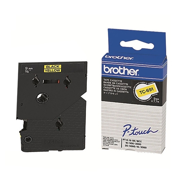 Brother TC-691 black on yellow tape, 9mm (original Brother) TC-691 088858 - 1