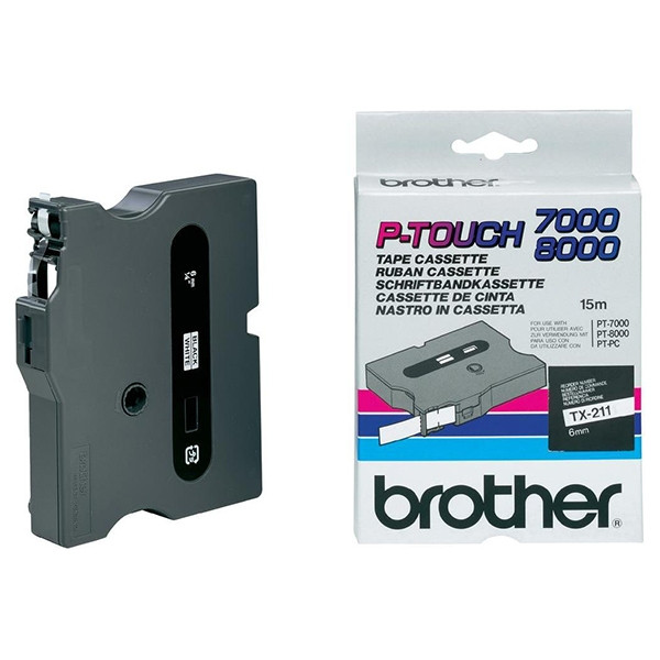 Brother TX-211 black on white tape, 6mm (original Brother) TX211 080232 - 1