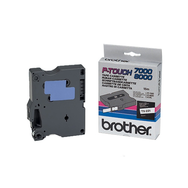 Brother TX-221 black on white tape, 9mm (original Brother) TX221 080234 - 1