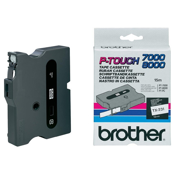 Brother TX-231 black on white tape, 12mm (original Brother) TX231 080320 - 1