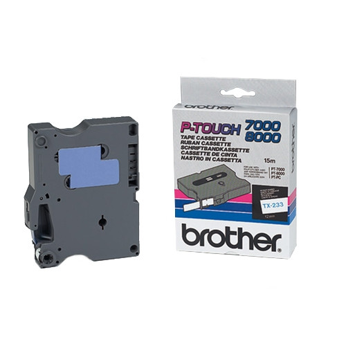 Brother TX-233 blue on white tape, 12mm (original Brother) TX233 080238 - 1