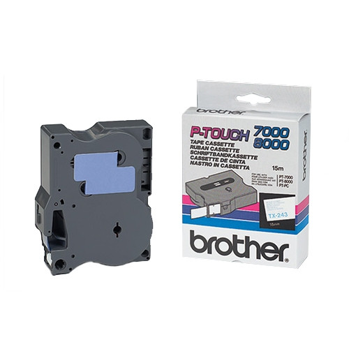 Brother TX-243 blue on white tape, 18mm (original Brother) TX243 080242 - 1