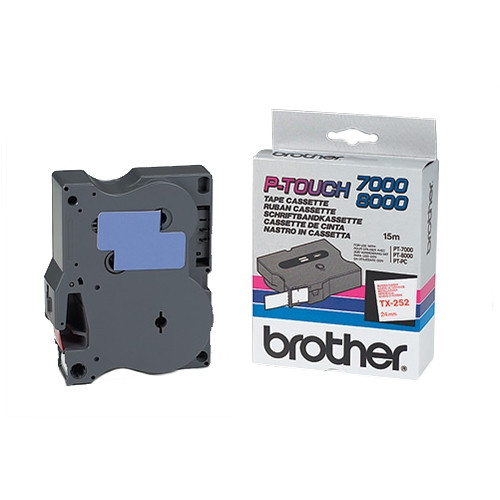Brother TX-252 red on white tape, 24mm (original Brother) TX252 080244 - 1