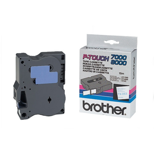 Brother TX-253 blue on white tape, 24mm (original Brother) TX253 080246 - 1