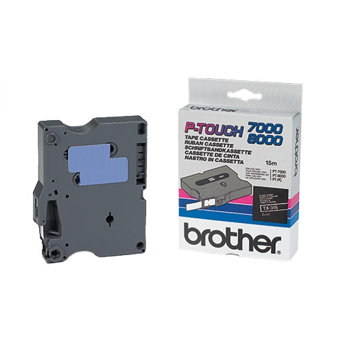 Brother TX-315 white on black tape, 6mm (original Brother) TX315 080248 - 1