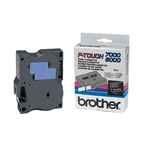 Brother TX-345 white on black tape, 18mm (original Brother) TX345 080252 - 1