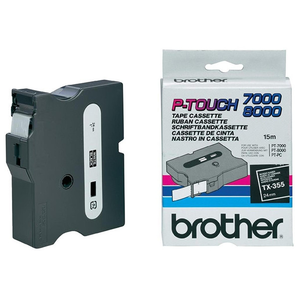 Brother TX-355 white on black tape, 24mm (original Brother) TX355 080256 - 1