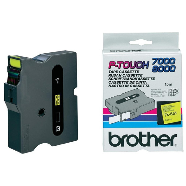 Brother TX-651 black on yellow tape, 24mm (original Brother) TX651 080312 - 1