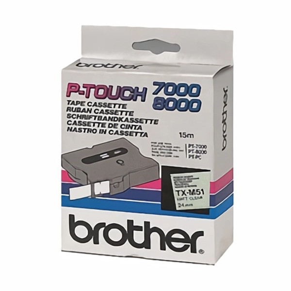 Brother TX-M51 matte black on transparent tape, 24mm (original Brother) TXM51 080298 - 1