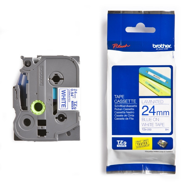 Brother TZe-253 blue on white tape, 24mm (original Brother) TZe253 080450 - 1