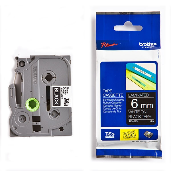 Brother TZe-315 white on black tape, 6mm (original Brother) TZe315 080458 - 1