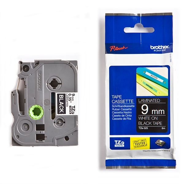 Brother TZe-325 white on black tape, 9mm (original Brother) TZe325 080460 - 1