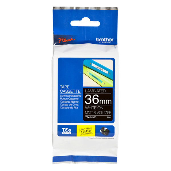 Brother TZe-M365 white on matte black tape, 36mm (original Brother) TZEM365 080986 - 1