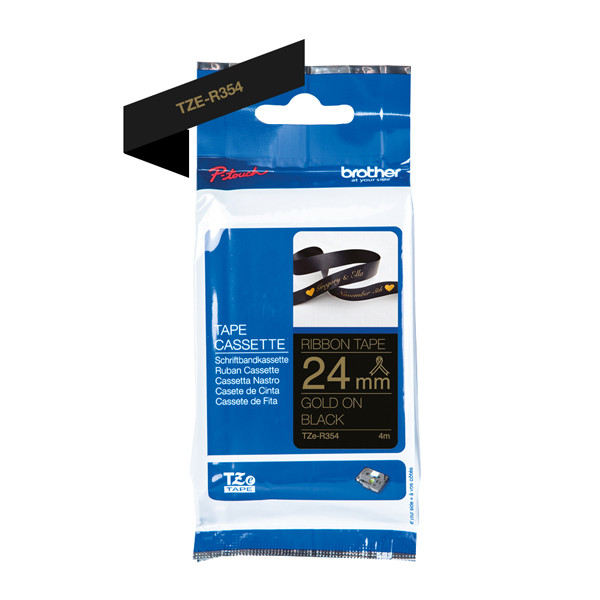Brother TZe-R354 gold on black tape 24mm (original Brother) TZe-R354 350532 - 1