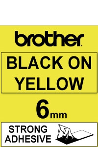 Brother TZe-S611 extra adhesive black on yellow tape, 6mm (original Brother) TZ-S611 080680 - 1