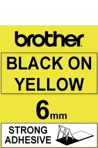 Brother TZe-S611 extra adhesive black on yellow tape, 6mm (original Brother) TZ-S611 080680