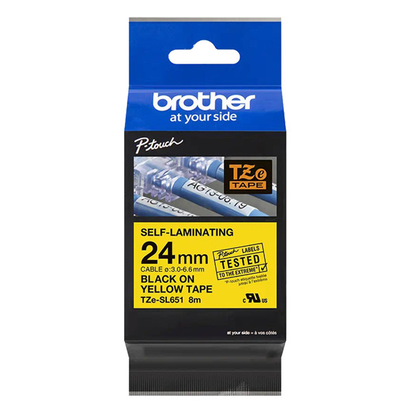 Brother TZe-SL651 black on yellow self-laminating tape, 24mm (original Brother) TZe-SL651 350526 - 1