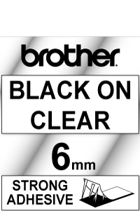 Brother TZeS111 extra adhesive black on transparent tape, 6mm (original Brother) TZeS111 080656