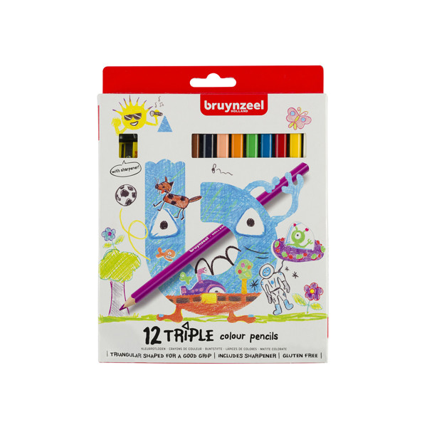 Bruynzeel Kids Triple colouring pencils (12-pack) 60119012 231005 - 1