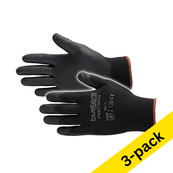 Busters Precision black work gloves, size L | 3-pack SBU00072 - 1