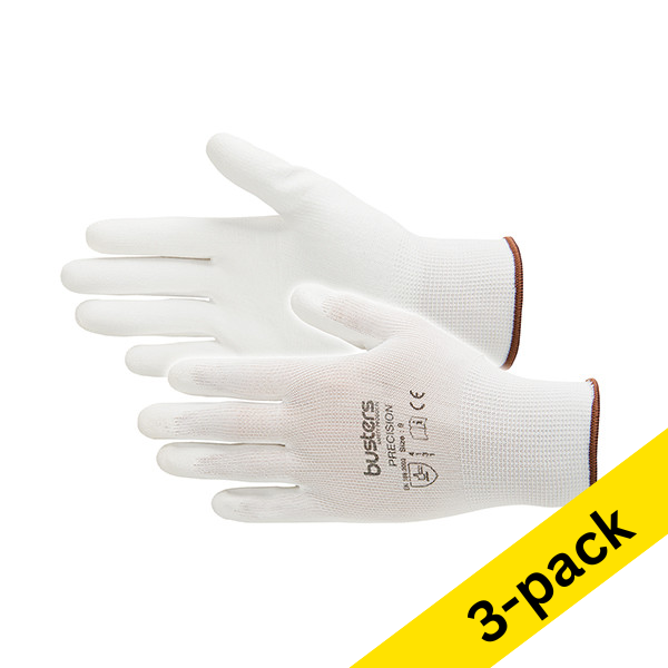 Busters Precision white work gloves, size L | 3-pack SBU00071 - 1