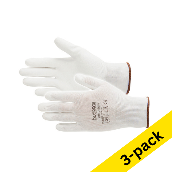 Busters Precision white work gloves, size XL | 3-pack SBU00088 - 1