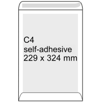 C4 board back envelope 229 x 324mm | white self-adhesive | Raadhuis | 10-pack 209102