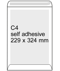 C4 board back envelope 229 x 324mm | white self-adhesive | Raadhuis | 100-pack