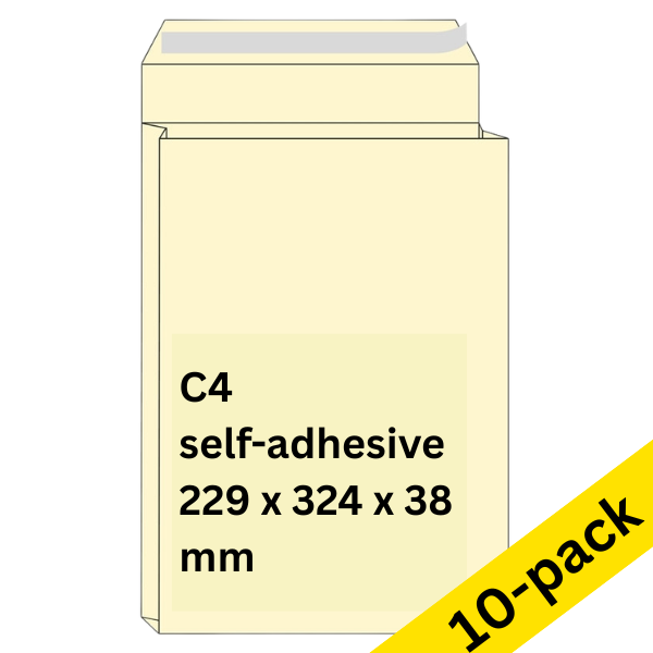 C4 sample bag envelope 229 x 324 x 38mm | cream self-adhesive | Raadhuis | 10-pack 209090 - 1