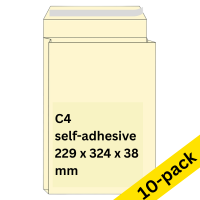 C4 sample bag envelope 229 x 324 x 38mm | cream self-adhesive | Raadhuis | 10-pack 209090
