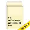 C4 sample bag envelope 229 x 324 x 38mm | cream self-adhesive | Raadhuis | 10-pack 209090 - 1