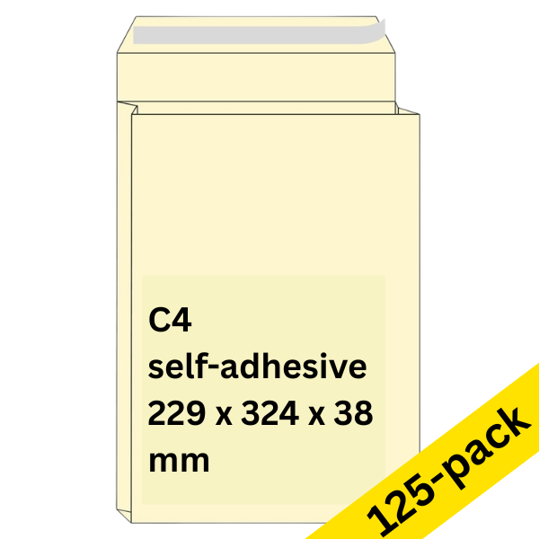 C4 sample bag envelope 229 x 324 x 38mm | cream self-adhesive | Raadhuis | 125-pack 209092 - 1