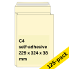 C4 sample bag envelope 229 x 324 x 38mm | cream self-adhesive | Raadhuis | 125-pack 209092 - 1