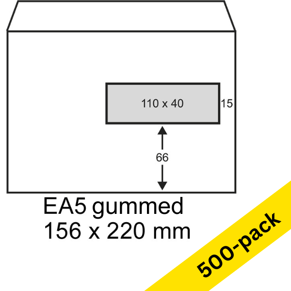 C5 (EA5) envelope with window on right 156 x 220mm | white gummed | 123ink | 500-pack 300923 - 1