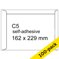 C5 envelope 162 x 229mm | white self-adhesive | 123ink | 100-pack 302789