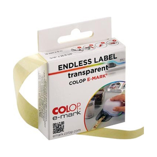 COLOP e-mark transparent continuous label, 14mm x 8m 155362 229170 - 1