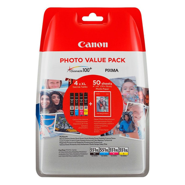Canon CLI-551XL multipack 4 colours & paper (original) 6443B006 6443B008 651010 - 1