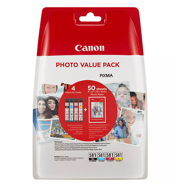 Canon CLI-581 BK/C/M/Y ink cartridge + 50 sheets of photo paper (original Canon) 2106C005 2106C006 010302 - 1