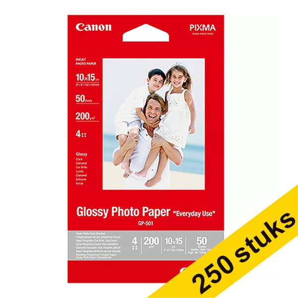 Canon GP-501 glossy photo paper, 170g, 10cm x 15cm (50 sheets) (5-pack)  064498 - 1